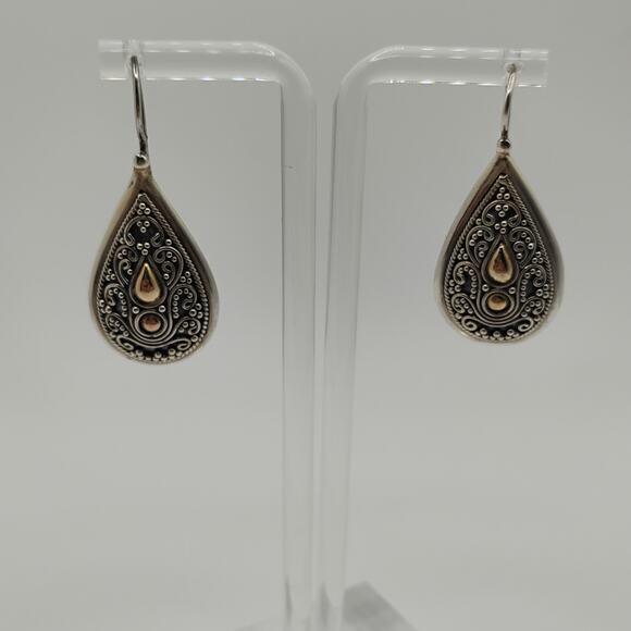 BA Suarti Sterling Silver and 18K Teardrop Earrings - Picture 3 of 4